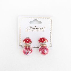 ♡ Princess Red Flower Confetti Double-Sided Earrings ♡